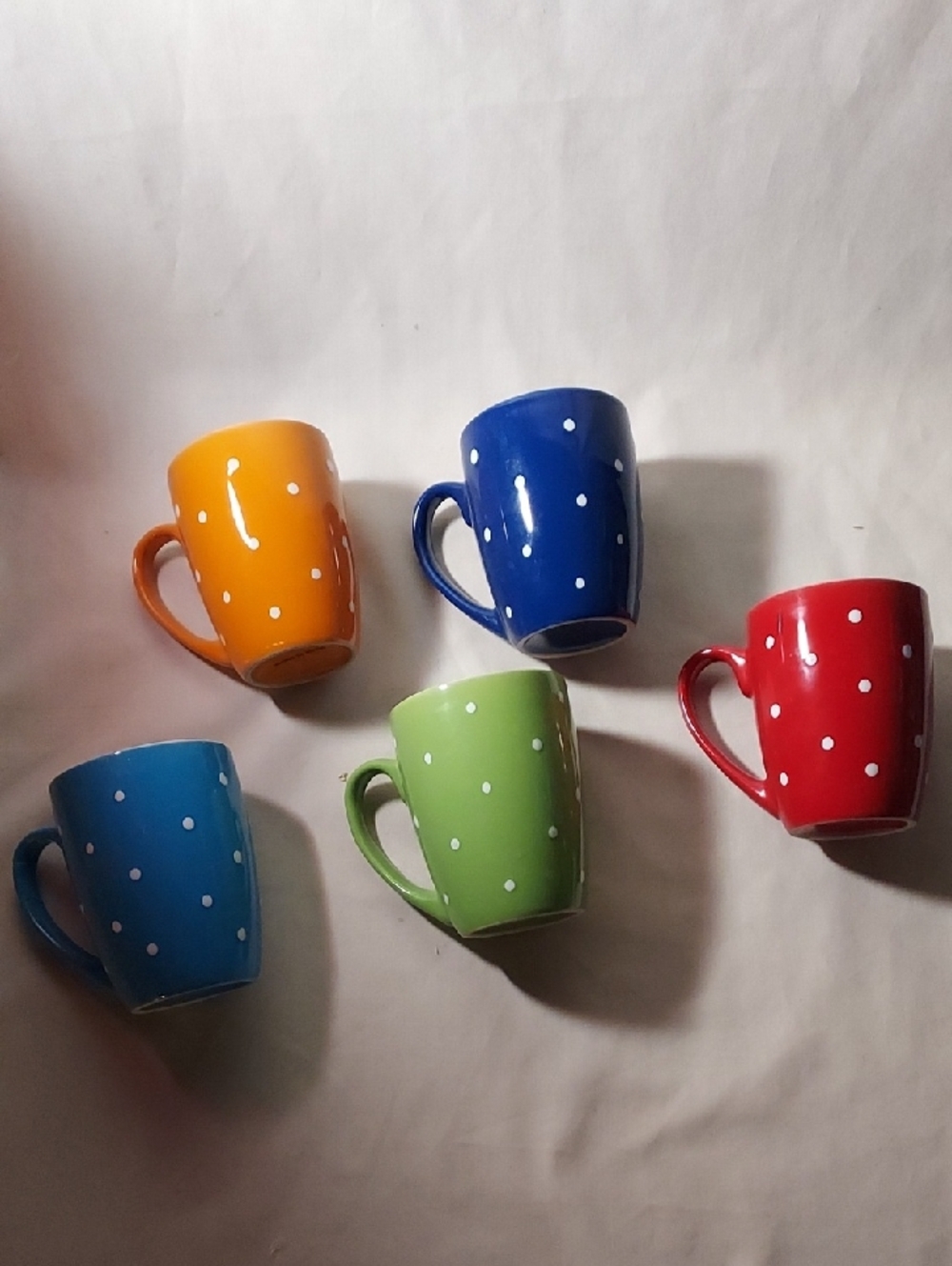 Polka Dot Coffee Tea Cups Set of 5